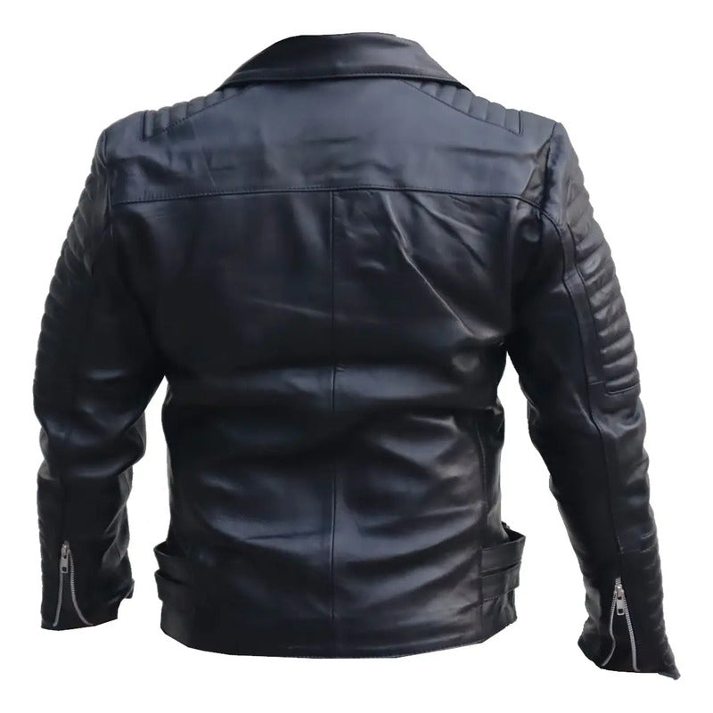 Chamarra De Piel Autentica Motociclista/rockera