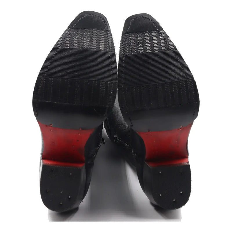Bota Vaquera Alta Para Dama De Piel Genuina Color Negro