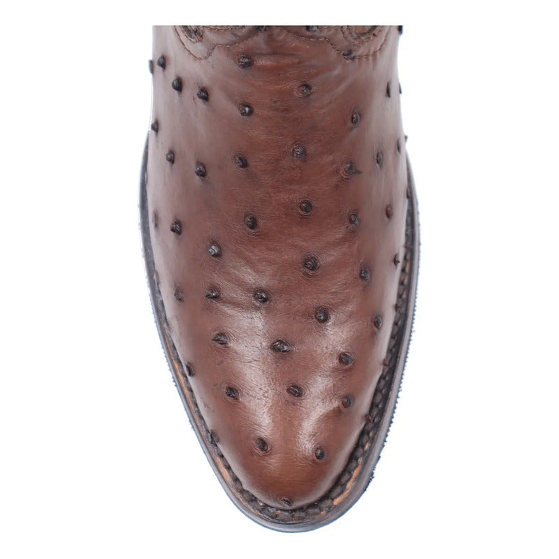 Botas Vaqueras Piel Avestruz Original Horma Oval Clasica
