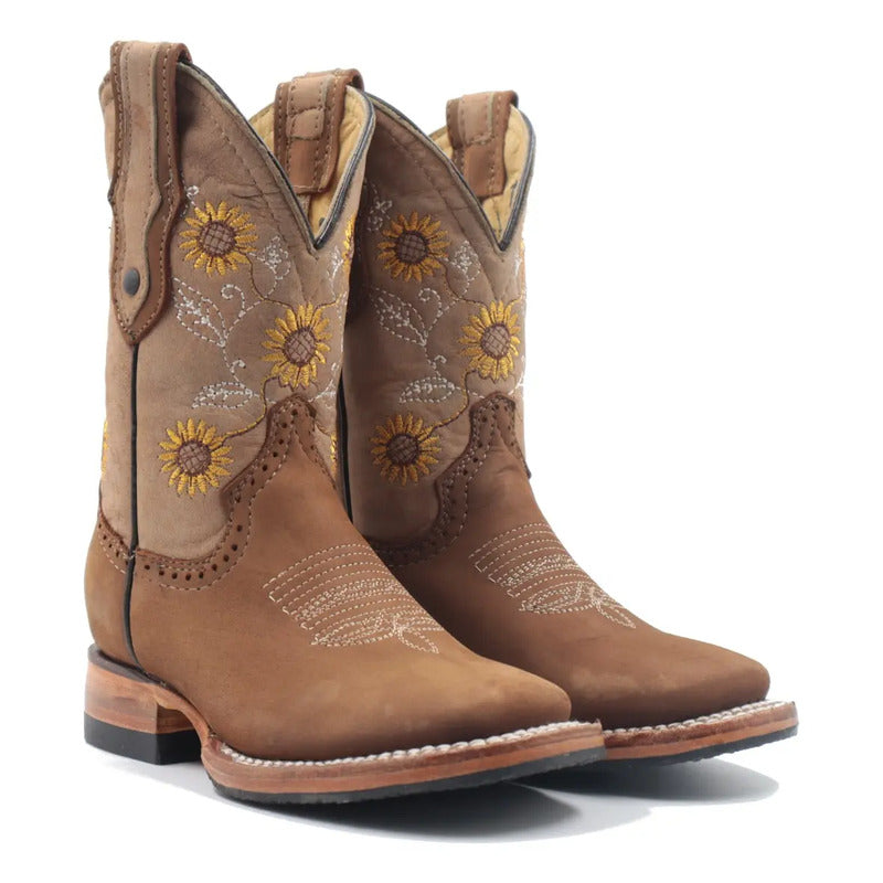 Botas Vaqueras Niña Girasol Bulldog Tronco Viejo