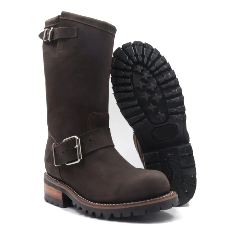 Botas Biker Piel Nobuck Tractor/casco Acero Tronco Viejo