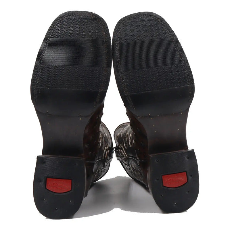 Botas Vaqueras Bulldog Piel Grabado Avestruz Doble Vida