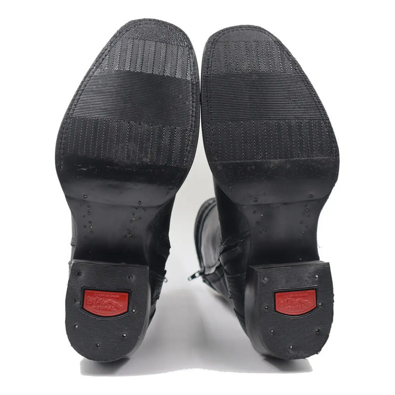 Botas Vaqueras Piel Genuina Grabado Venado Para Hombre Negro 27,5 Mx