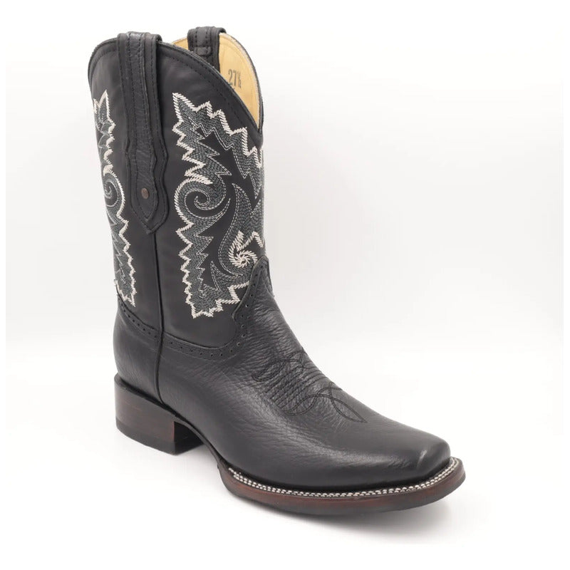 Botas Vaqueras Hombre Rodeo Piel Res Tronco Viejo Negro 30 Mx