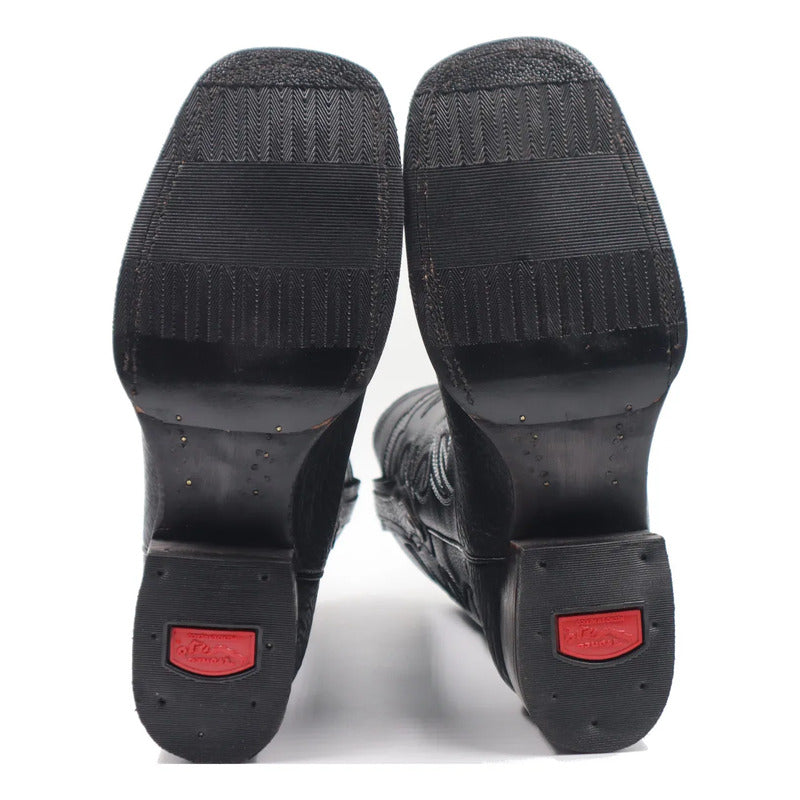 Botas Vaqueras Piel Cuello De Toro Bulldog Tronco Viejo Negro 26 Mx