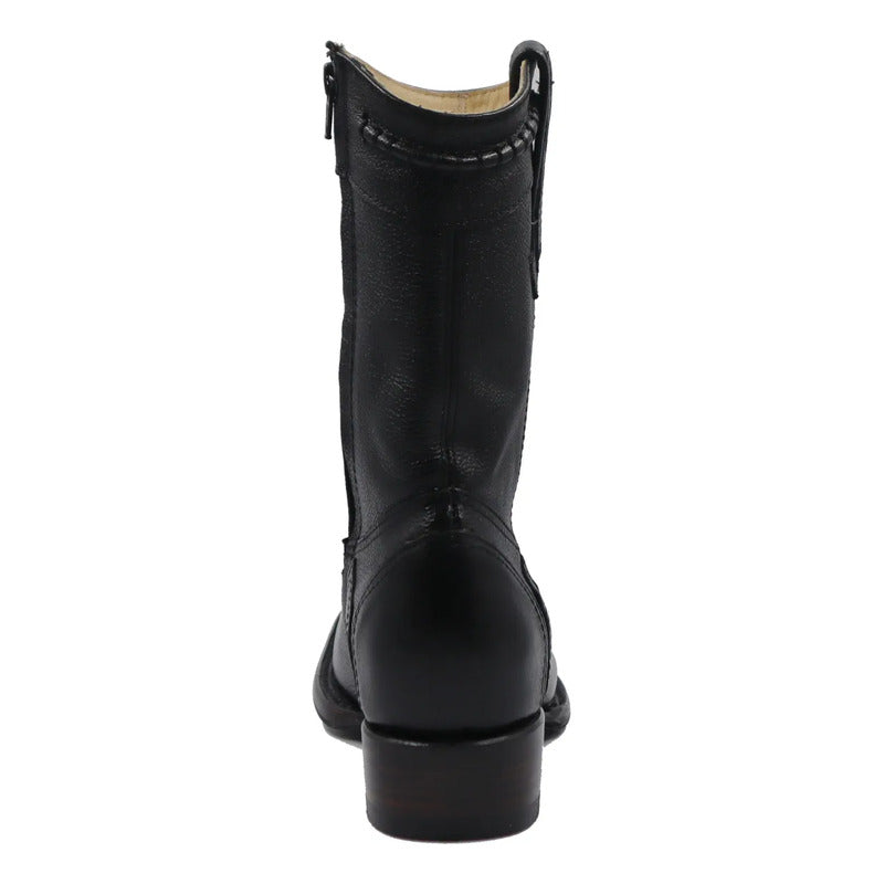 Botas Vaqueras Piel Genuina Grabado Venado Para Hombre Negro 27,5 Mx
