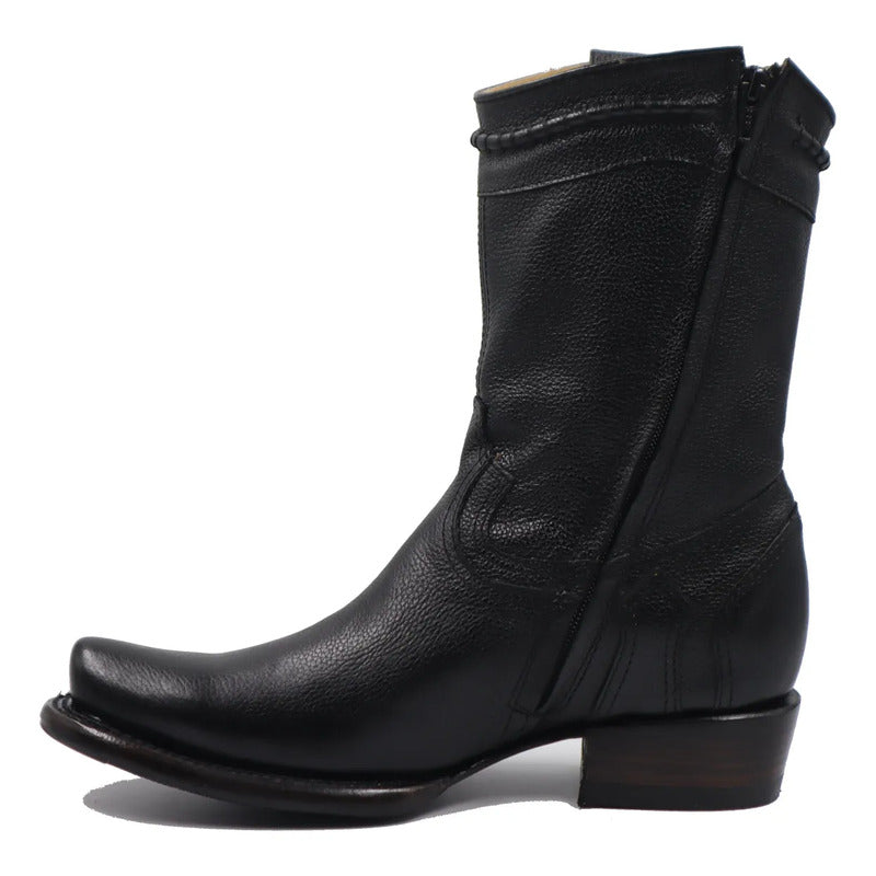 Botas Vaqueras Piel Genuina Grabado Venado Para Hombre Negro 27,5 Mx