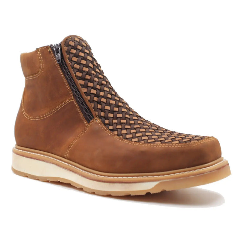 Botines Hombre Doble Cierre Piel Res Petatillo Tronco Viejo