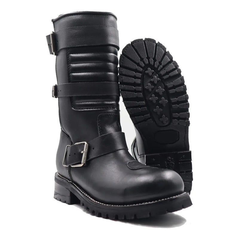 Botas Biker Piel Protección Tractor/casco Acero Tronco Viejo