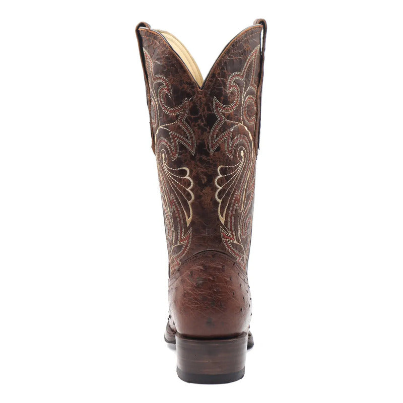 Botas Vaqueras Piel Avestruz Original Horma Oval Clasica