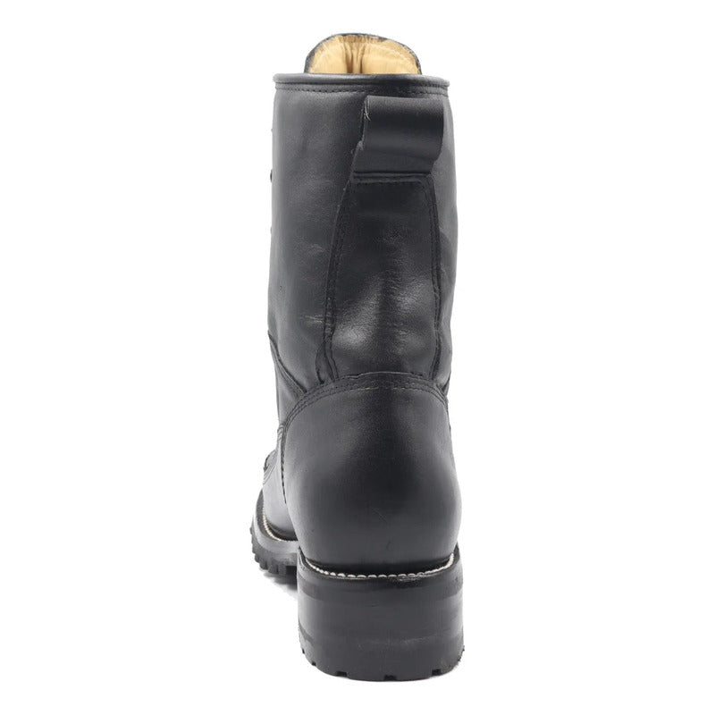 Botas Biker Cintas Piel De Res Suela Tractor Tronco Viejo Negro