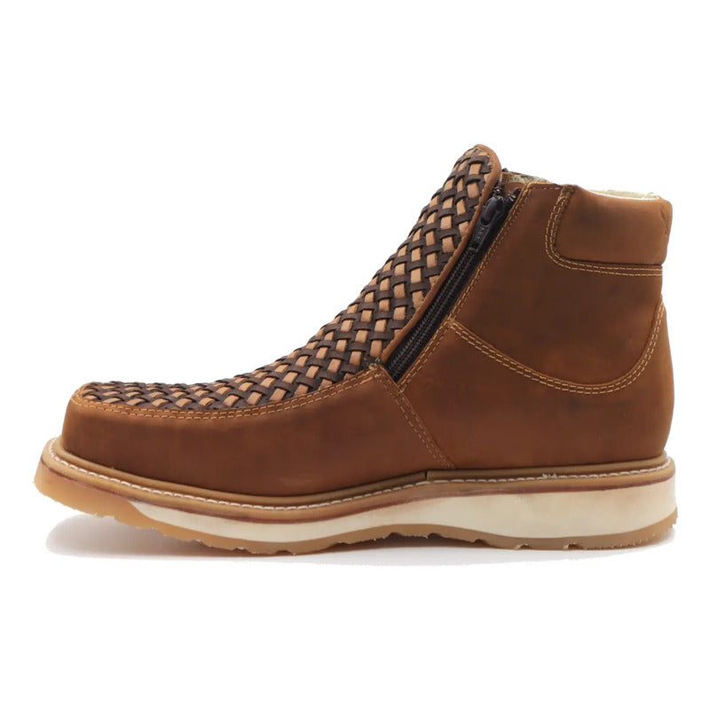 Botines Hombre Doble Cierre Piel Res Petatillo Tronco Viejo