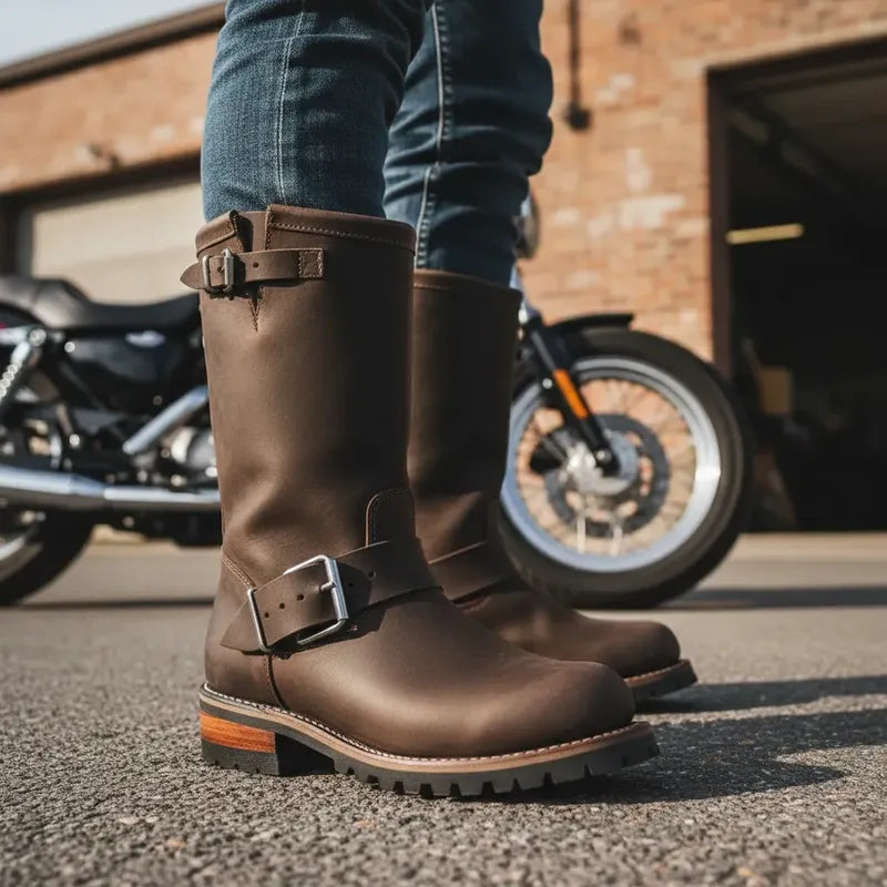 Botas Biker Piel Nobuck Tractor/casco Acero Tronco Viejo