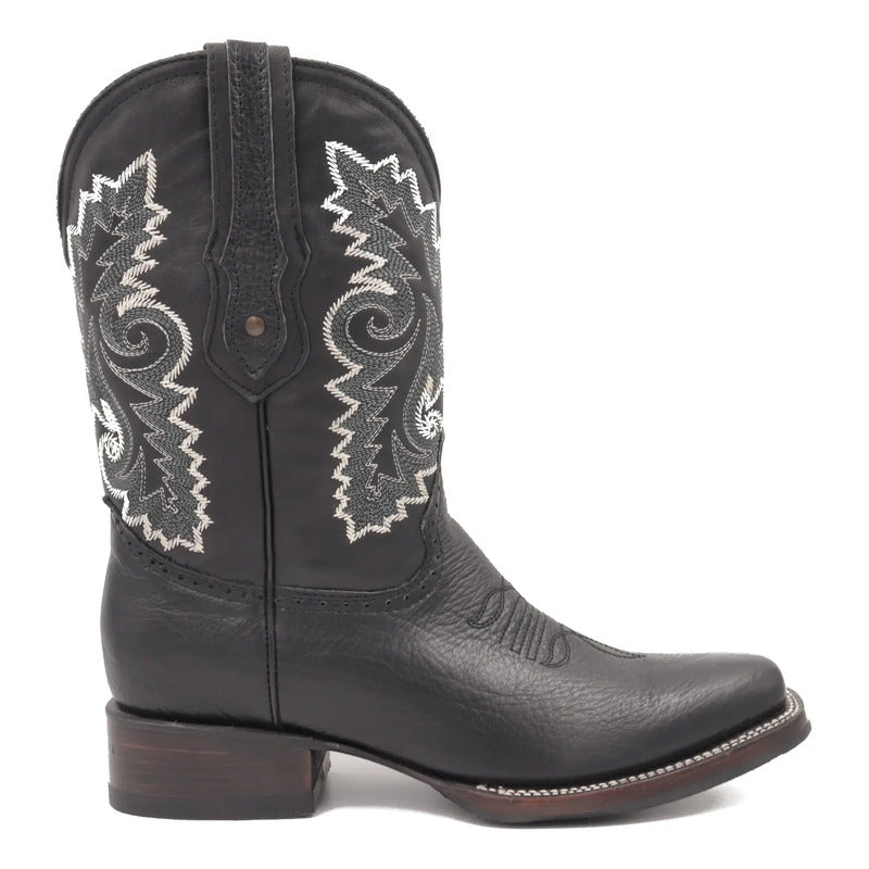 Botas Vaqueras Hombre Rodeo Piel Res Tronco Viejo Negro 30 Mx