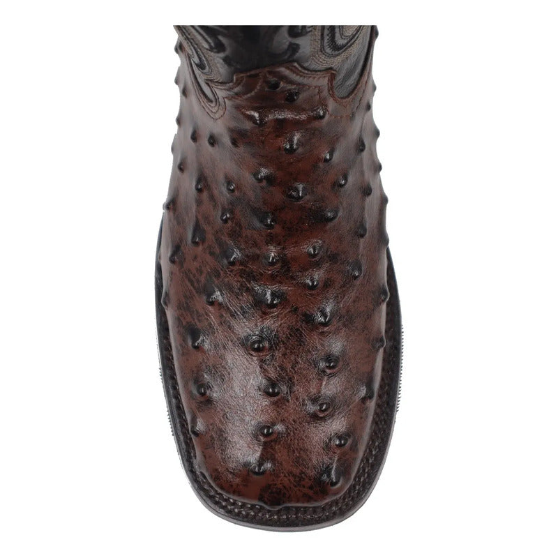 Botas Vaqueras Bulldog Piel Grabado Avestruz Doble Vida
