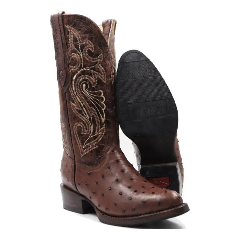 Botas Vaqueras Piel Avestruz Original Horma Oval Clasica