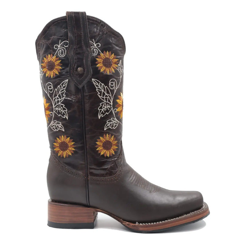 Botas Vaqueras Girasoles Horma Rodeo Tronco Viejo