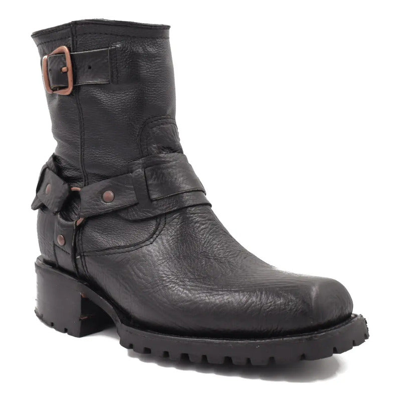 Bota Biker Estilo Chata Cuello De Toro , Tronco Viejo