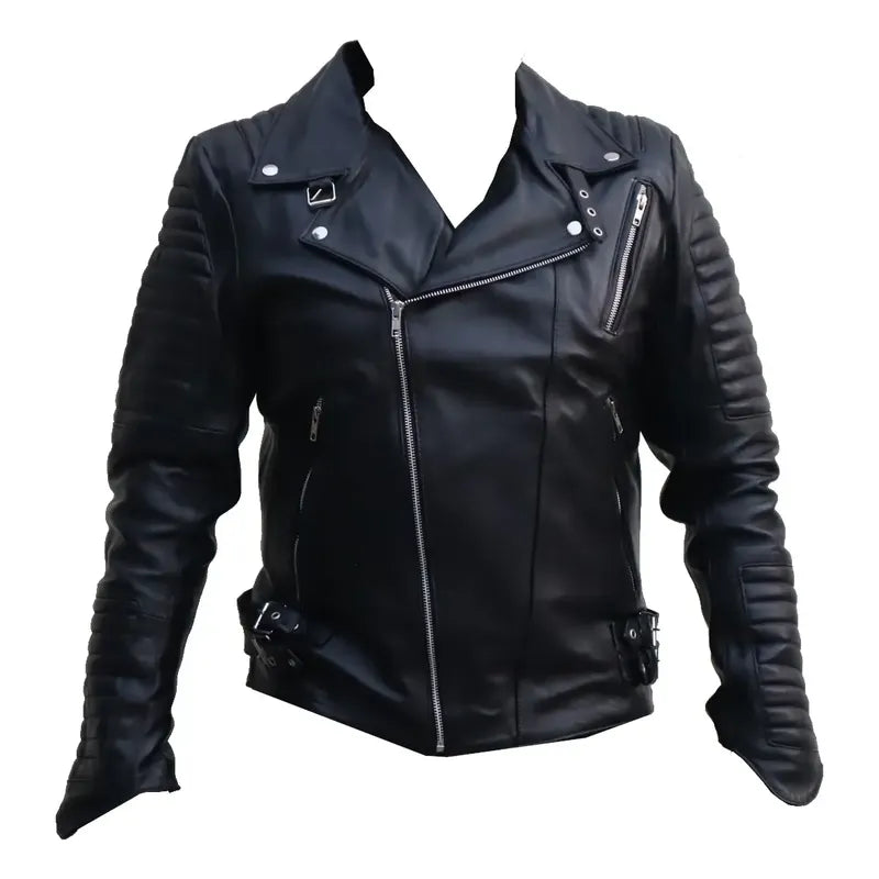 Chamarra De Piel Autentica Motociclista/rockera
