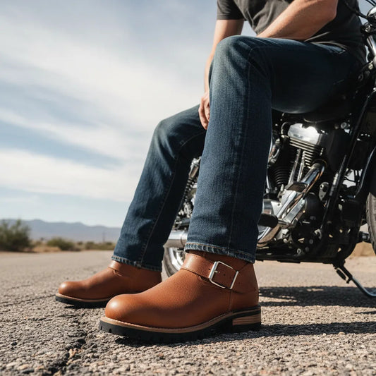 Botas Biker Piel Tractor/casco Acero Tronco Viejo Marrón 28,5 Mx
