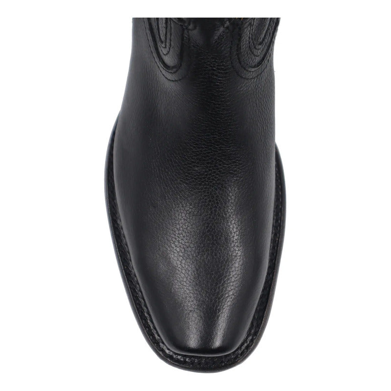 Botas Vaqueras Piel Genuina Grabado Venado Para Hombre Negro 27,5 Mx