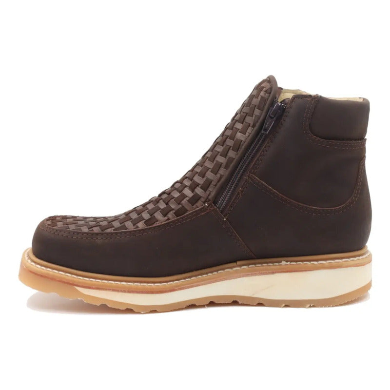 Botines Hombre Doble Cierre Piel Res Petatillo Tronco Viejo