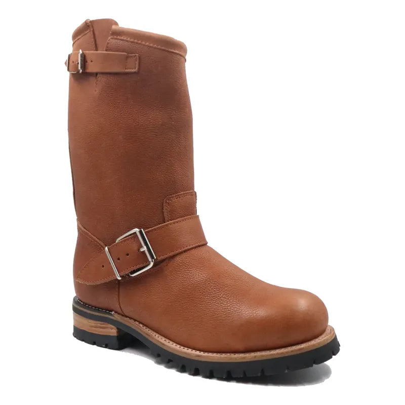 Botas Biker Piel Tractor/casco Acero Tronco Viejo Marrón 28,5 Mx