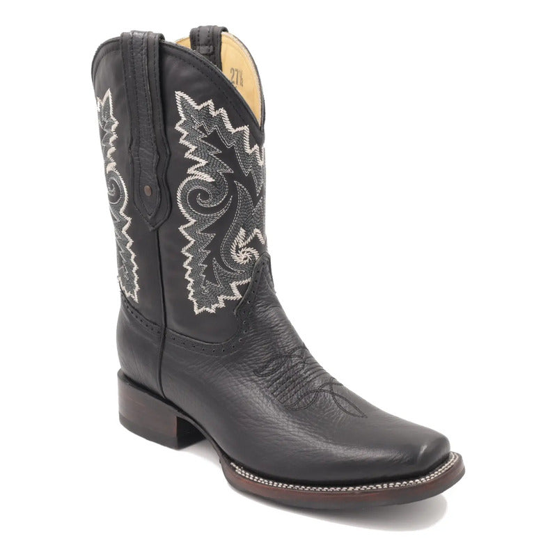 Botas Vaqueras Hombre Rodeo Piel Res Tronco Viejo Negro 30 Mx