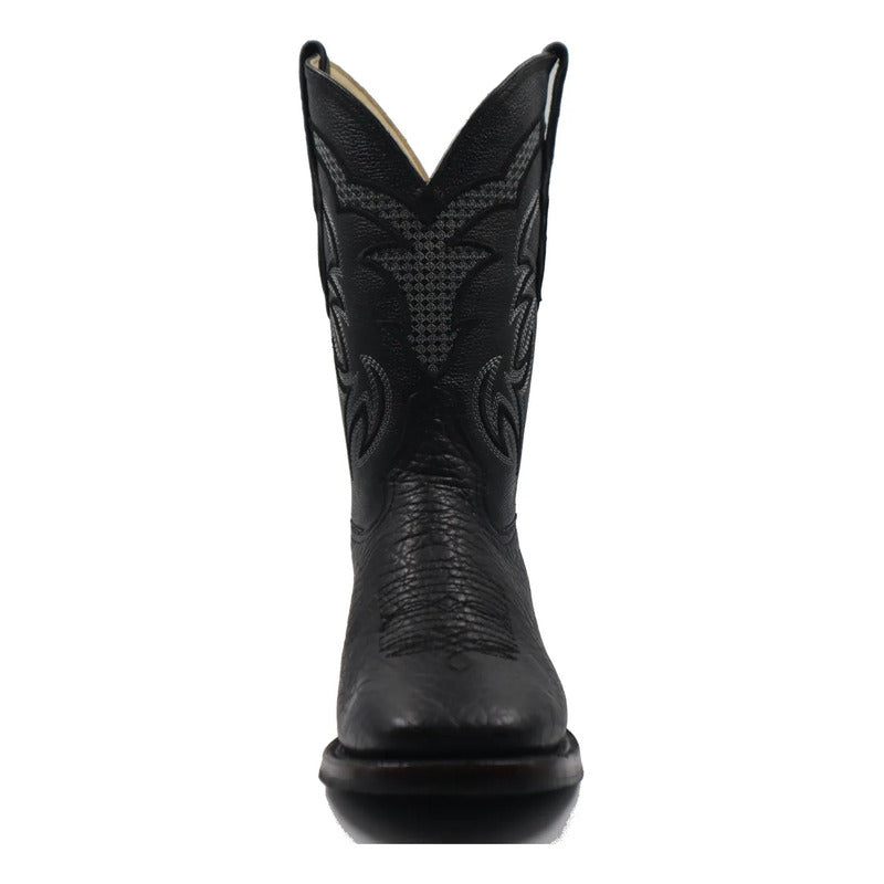 Botas Vaqueras Piel Cuello De Toro Bulldog Tronco Viejo Negro 26 Mx
