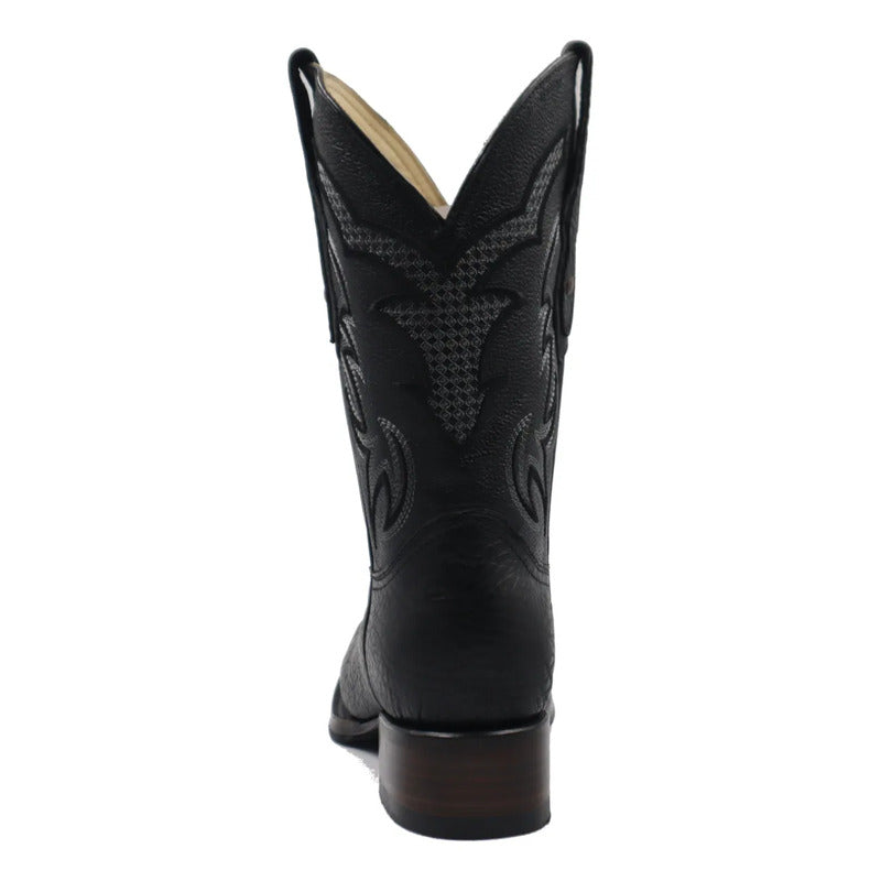 Botas Vaqueras Piel Cuello De Toro Bulldog Tronco Viejo Negro 26 Mx
