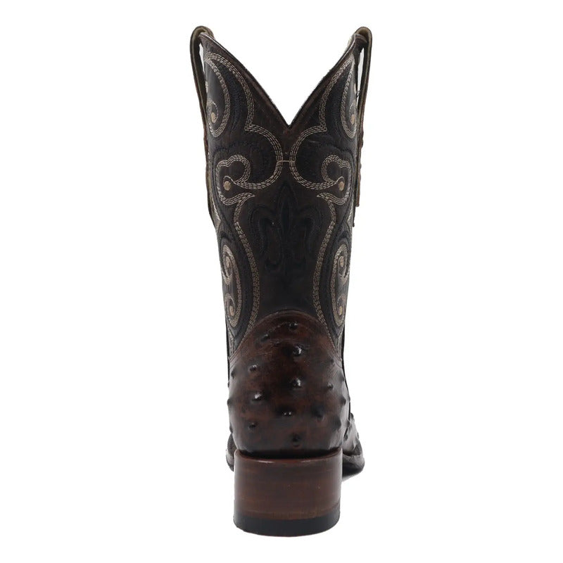 Botas Vaqueras Bulldog Piel Grabado Avestruz Doble Vida