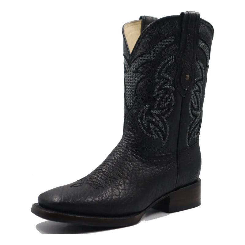 Botas Vaqueras Piel Cuello De Toro Bulldog Tronco Viejo Negro 26 Mx