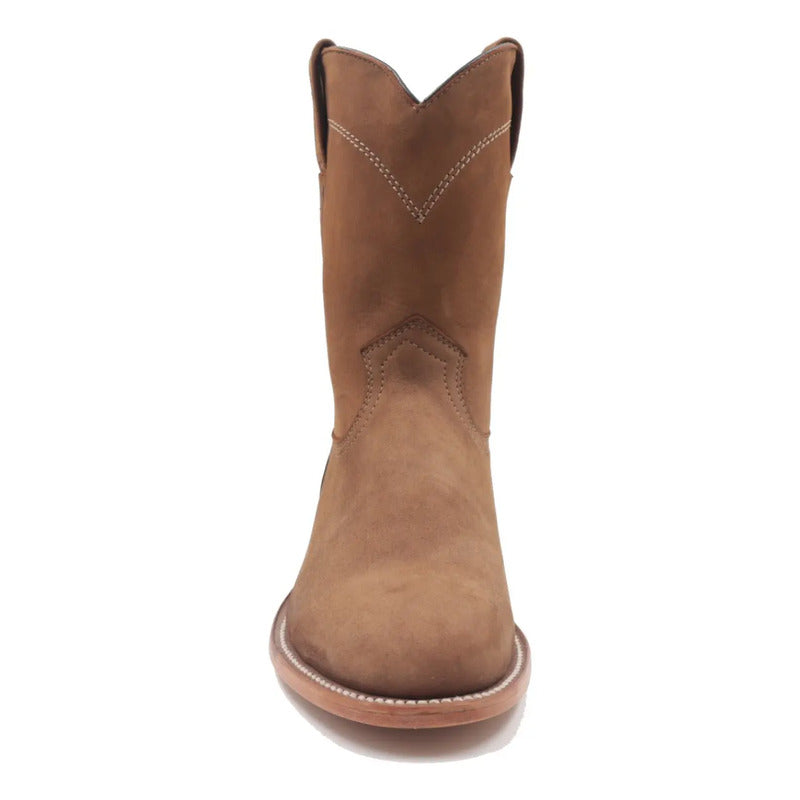 Botas Vaqueras Roper Hombre Piel Nobuck Suela De Cuero Marrón Claro 29,5 Mx