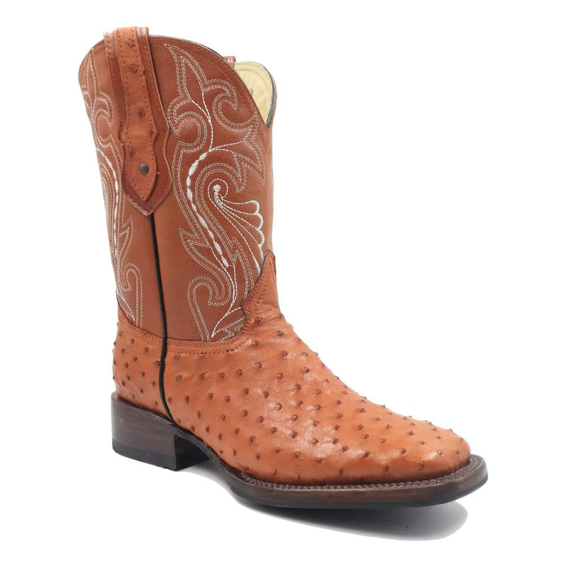 Botas Vaqueras Piel Avestruz Original Horma Bulldog