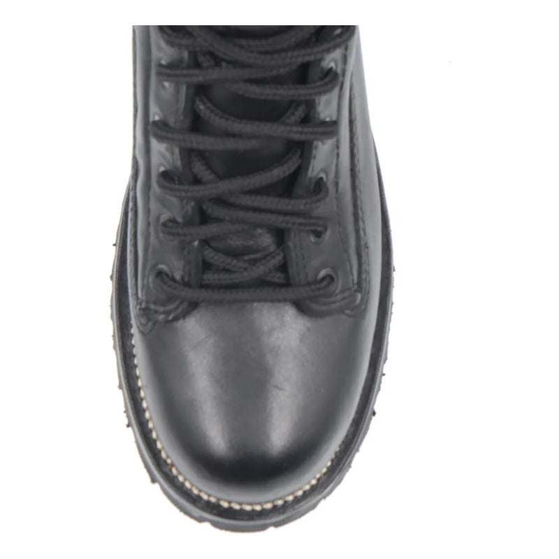 Botas Biker Cintas Piel De Res Suela Tractor Tronco Viejo Negro