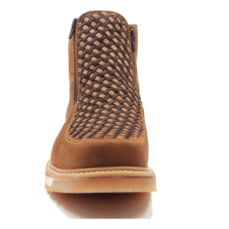 Botines Hombre Doble Cierre Piel Res Petatillo Tronco Viejo