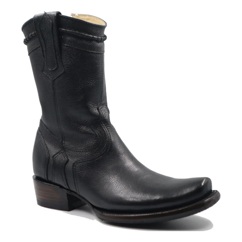 Botas Vaqueras Piel Genuina Grabado Venado Para Hombre Negro 27,5 Mx