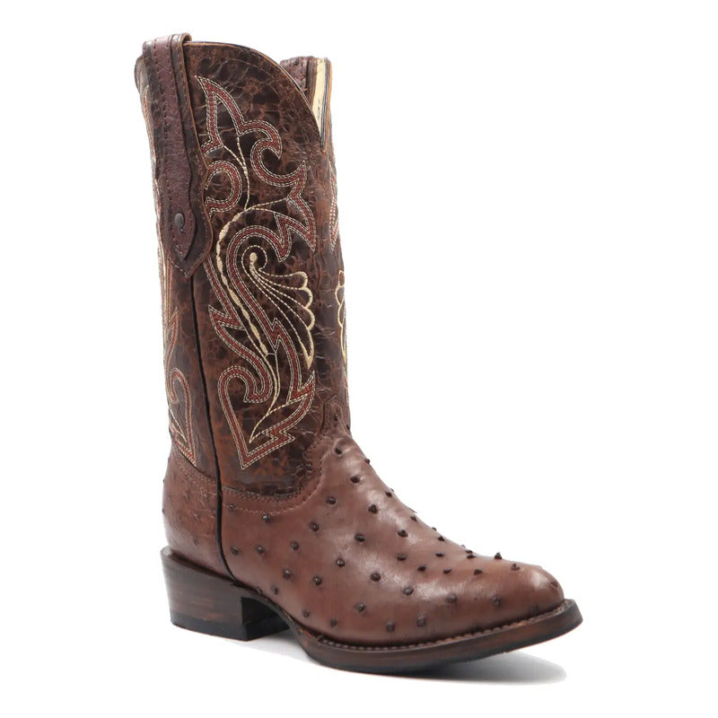 Botas Vaqueras Piel Avestruz Original Horma Oval Clasica