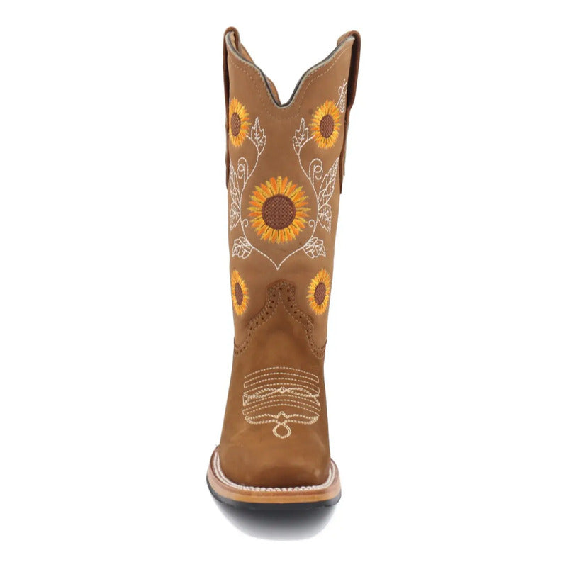Botas Vaqueras Girasoles Horma Rodeo Tronco Viejo