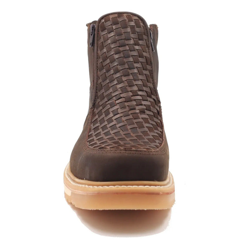 Botines Hombre Doble Cierre Piel Res Petatillo Tronco Viejo