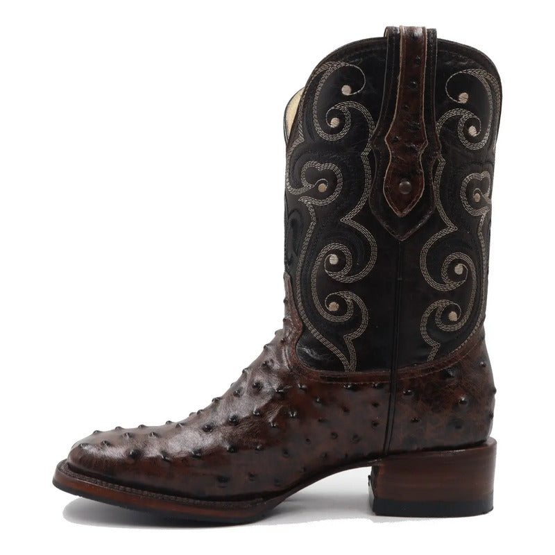 Botas Vaqueras Bulldog Piel Grabado Avestruz Doble Vida