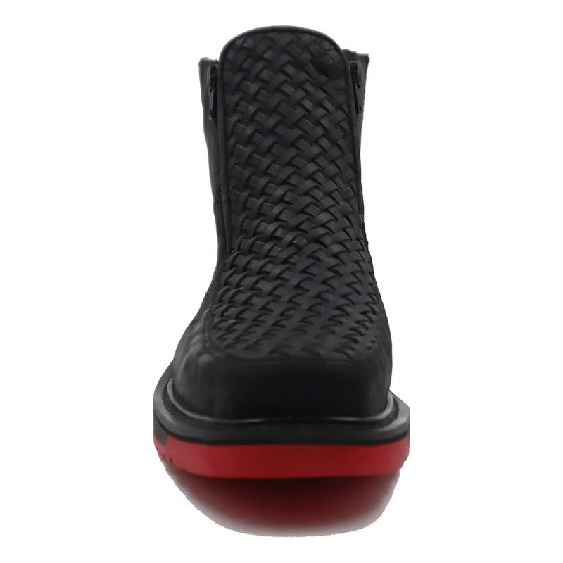 Botines Hombre Doble Cierre Piel Res Petatillo Tronco Viejo