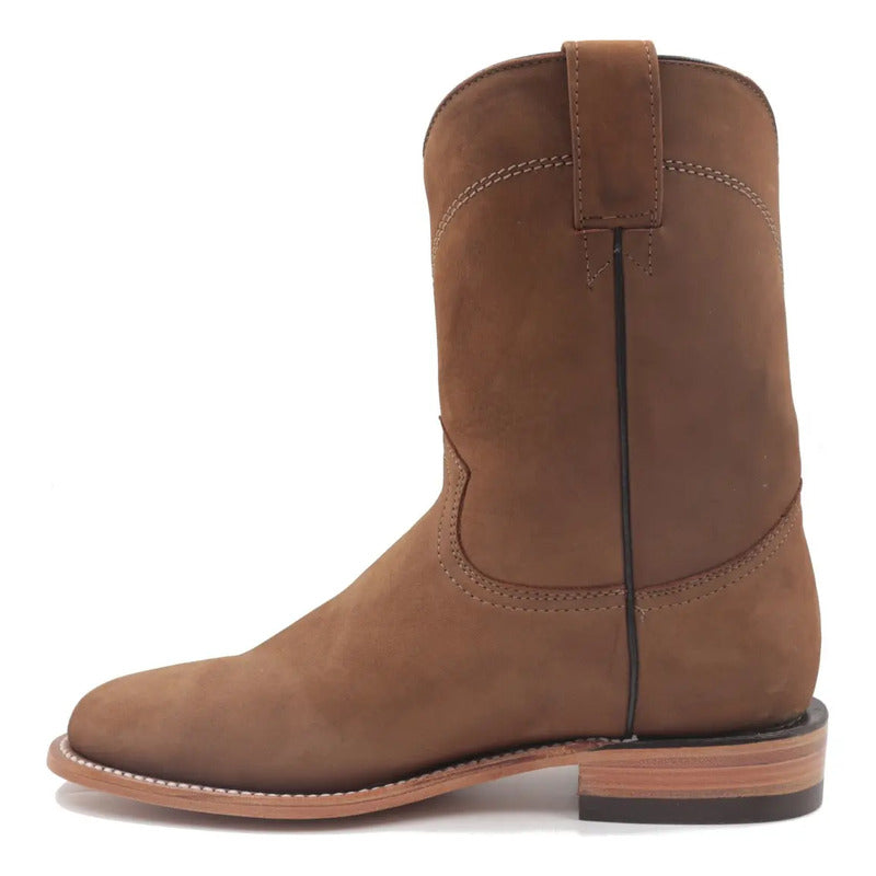 Botas Vaqueras Roper Hombre Piel Nobuck Suela De Cuero Marrón Claro 29,5 Mx