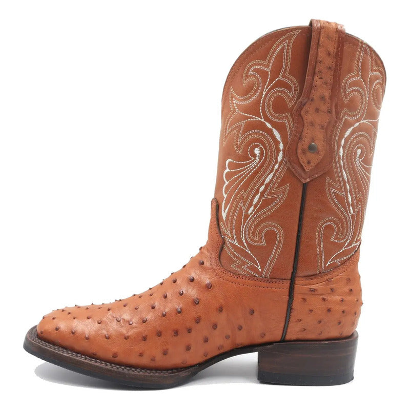 Botas Vaqueras Piel Avestruz Original Horma Bulldog