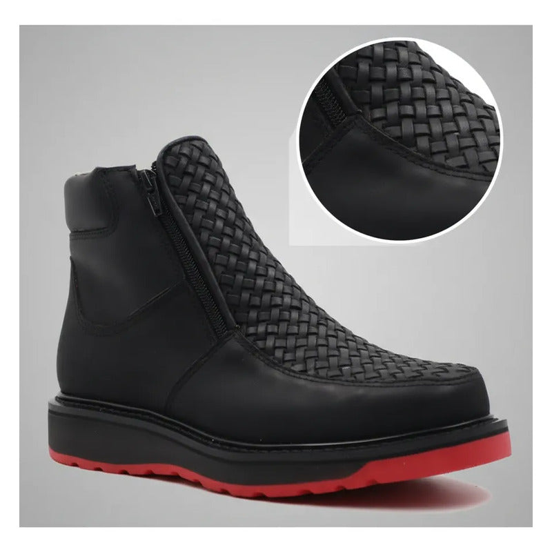 Botines Hombre Doble Cierre Piel Res Petatillo Tronco Viejo