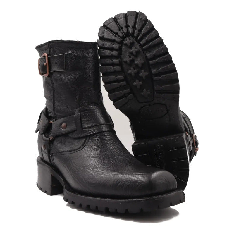 Bota Biker Estilo Chata Cuello De Toro , Tronco Viejo