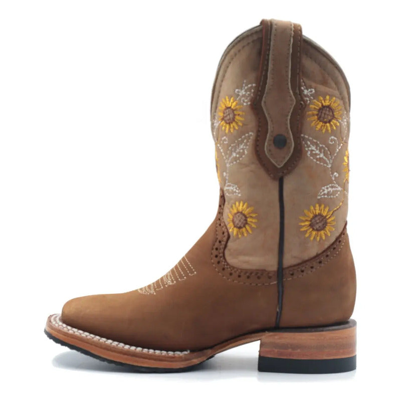 Botas Vaqueras Niña Girasol Bulldog Tronco Viejo