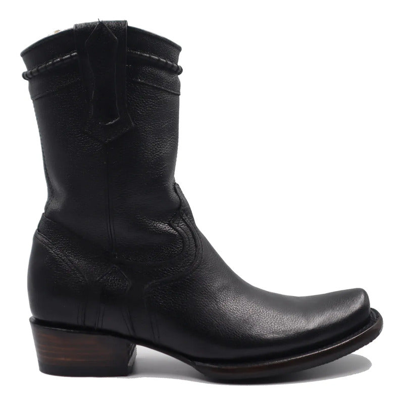 Botas Vaqueras Piel Genuina Grabado Venado Para Hombre Negro 27,5 Mx