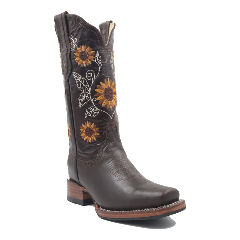 Botas Vaqueras Girasoles Horma Rodeo Tronco Viejo