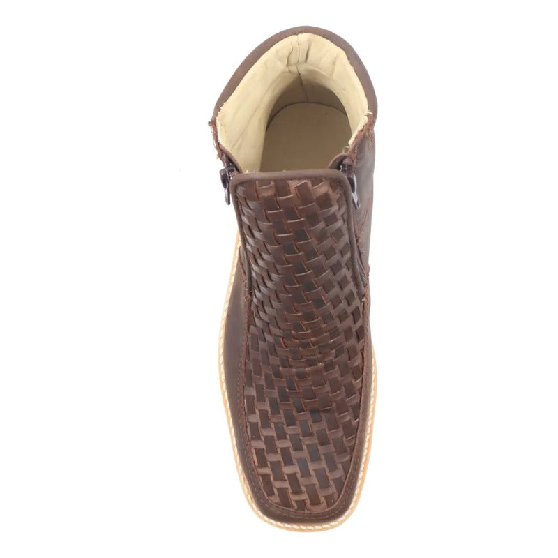 Botines Hombre Doble Cierre Piel Res Petatillo Tronco Viejo
